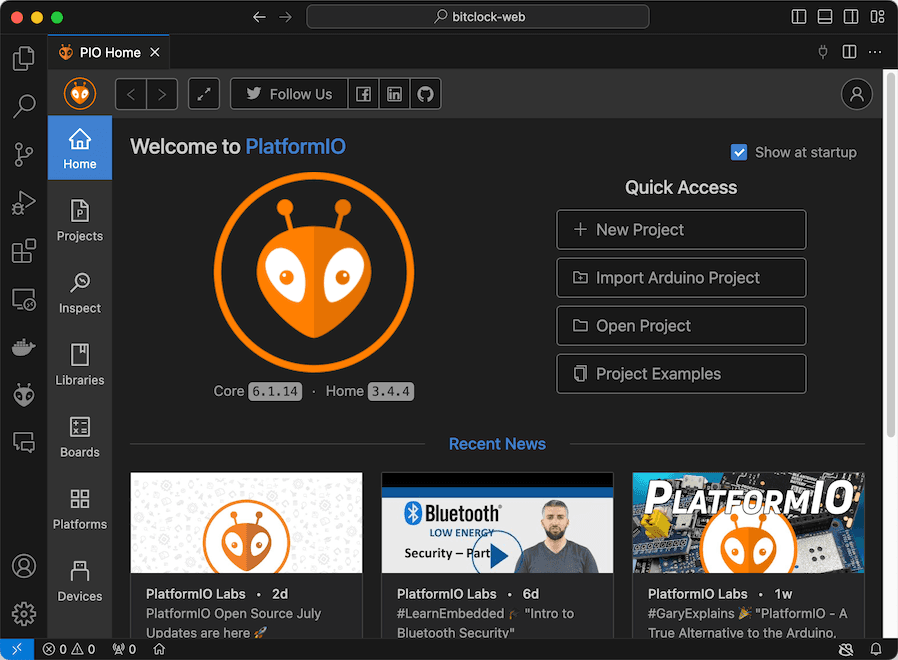 PlatformIO screenshot